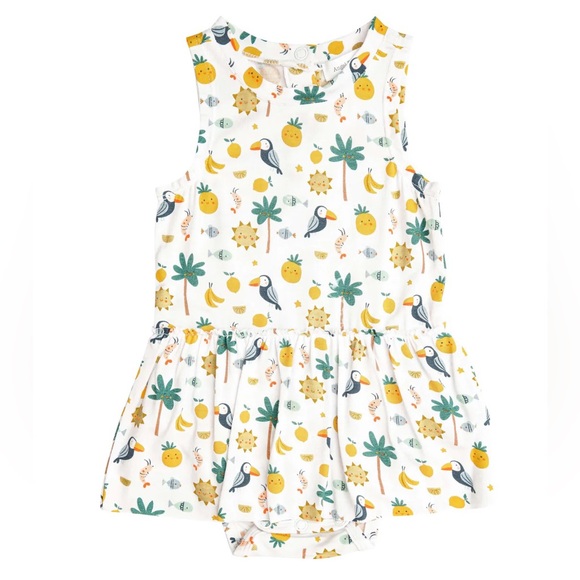 NWT Angel Dear Petite Tropicale Fruit Bodysuit Dress 12-18M Bamboo - Picture 2 of 10